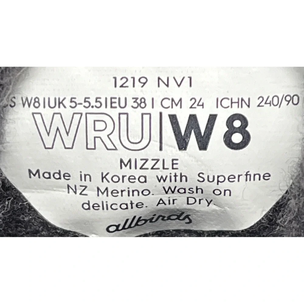 Allbirds WRU Wool Runner Up‎ Mizzle Dark Gray Sneakers Women Size 8